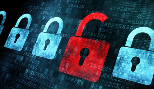 Security concept: Lock on digital screen